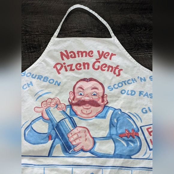 Vintage 1950s Antique Cloth Bartender’s Apron Name Yer Pizen Gents Booze Fun - Picture 2 of 8
